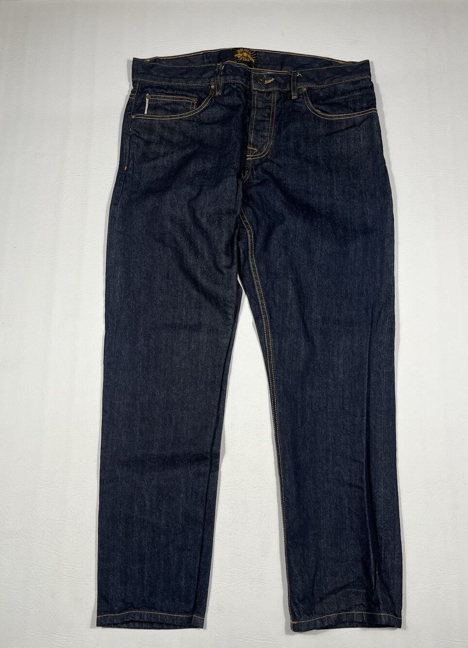 Brave Star Jeans Mens 36x30 Blue Selvedge Denim Button Fly Dark Wash Made USA